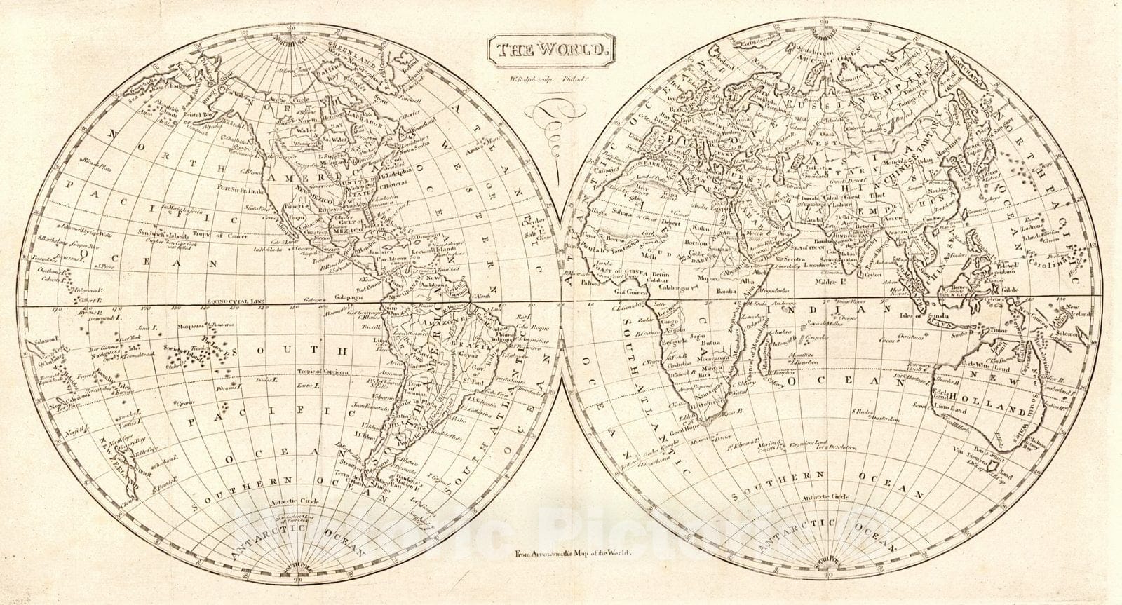 Historic Map : 1825 The World : Vintage Wall Art