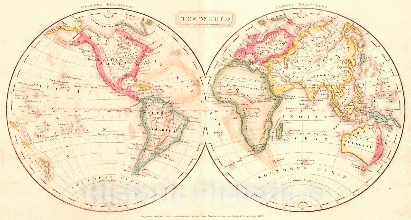 Historic Map : 1827 The World : Vintage Wall Art