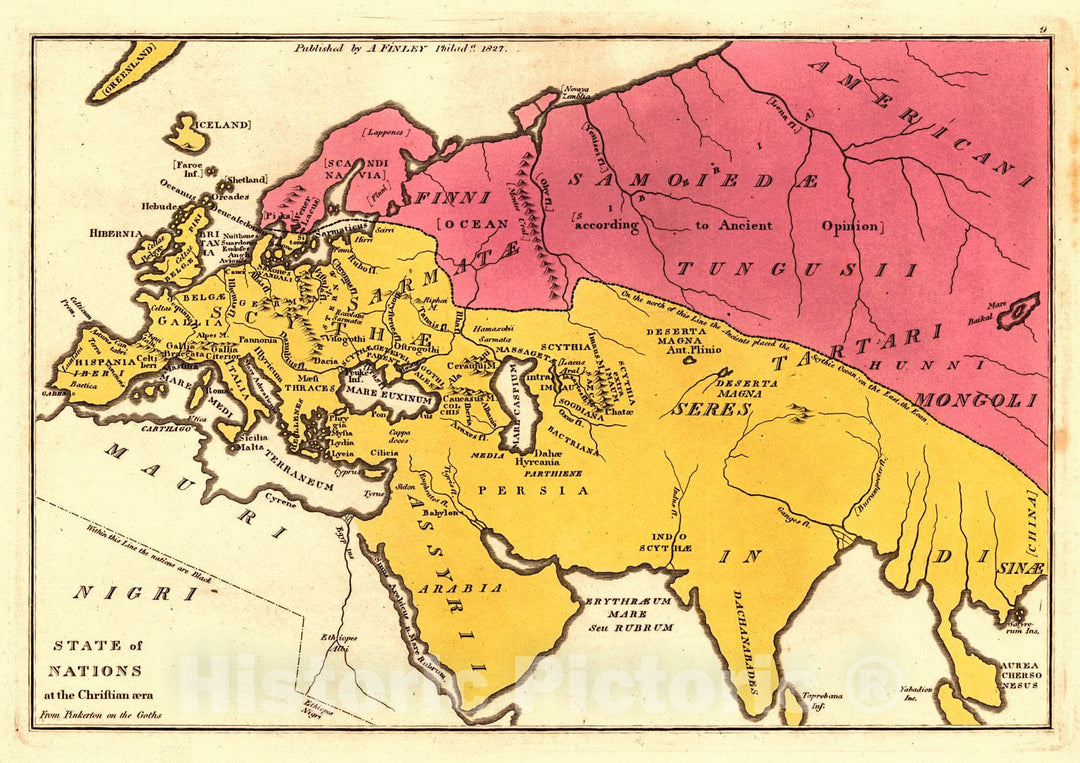 Historic Map : 1829 State of Nations at the Christian Era  : Vintage Wall Art