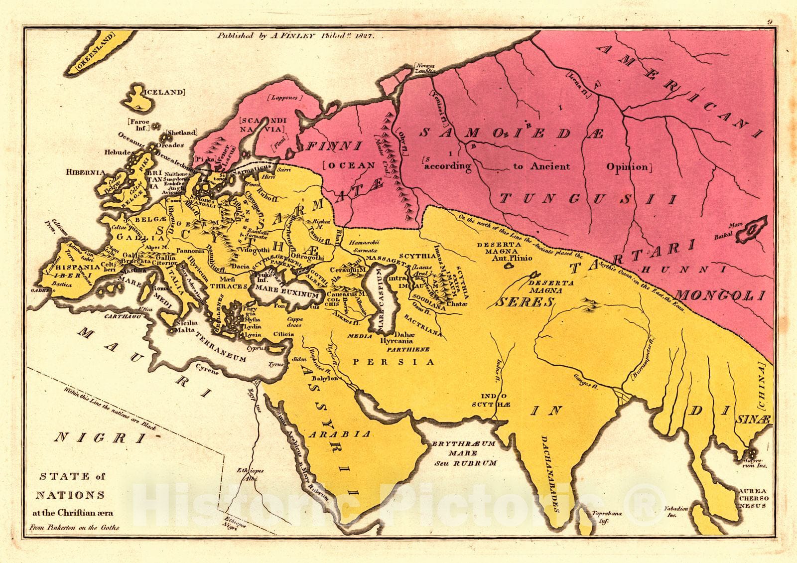 Historic Map : 1829 State of Nations at the Christian Era  : Vintage Wall Art