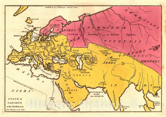 Historic Map : 1829 State of Nations at the Christian Era  : Vintage Wall Art