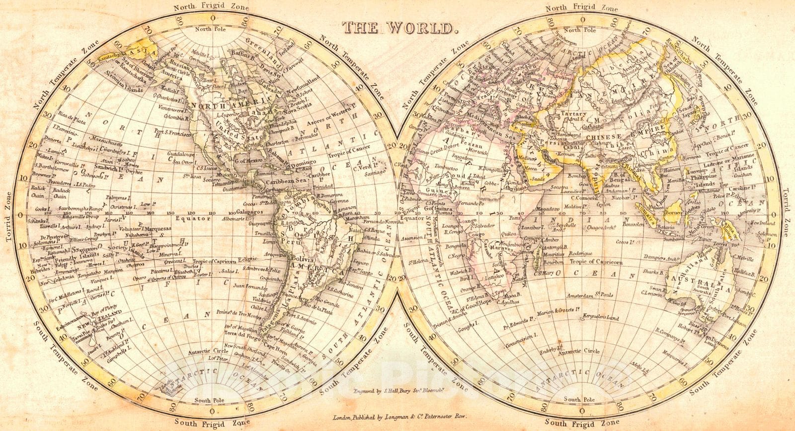 Historic Map : 1830 The World : Vintage Wall Art