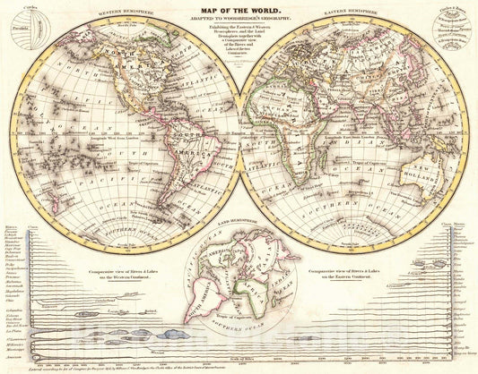 Historic Map : 1845 Map of the World : Vintage Wall Art
