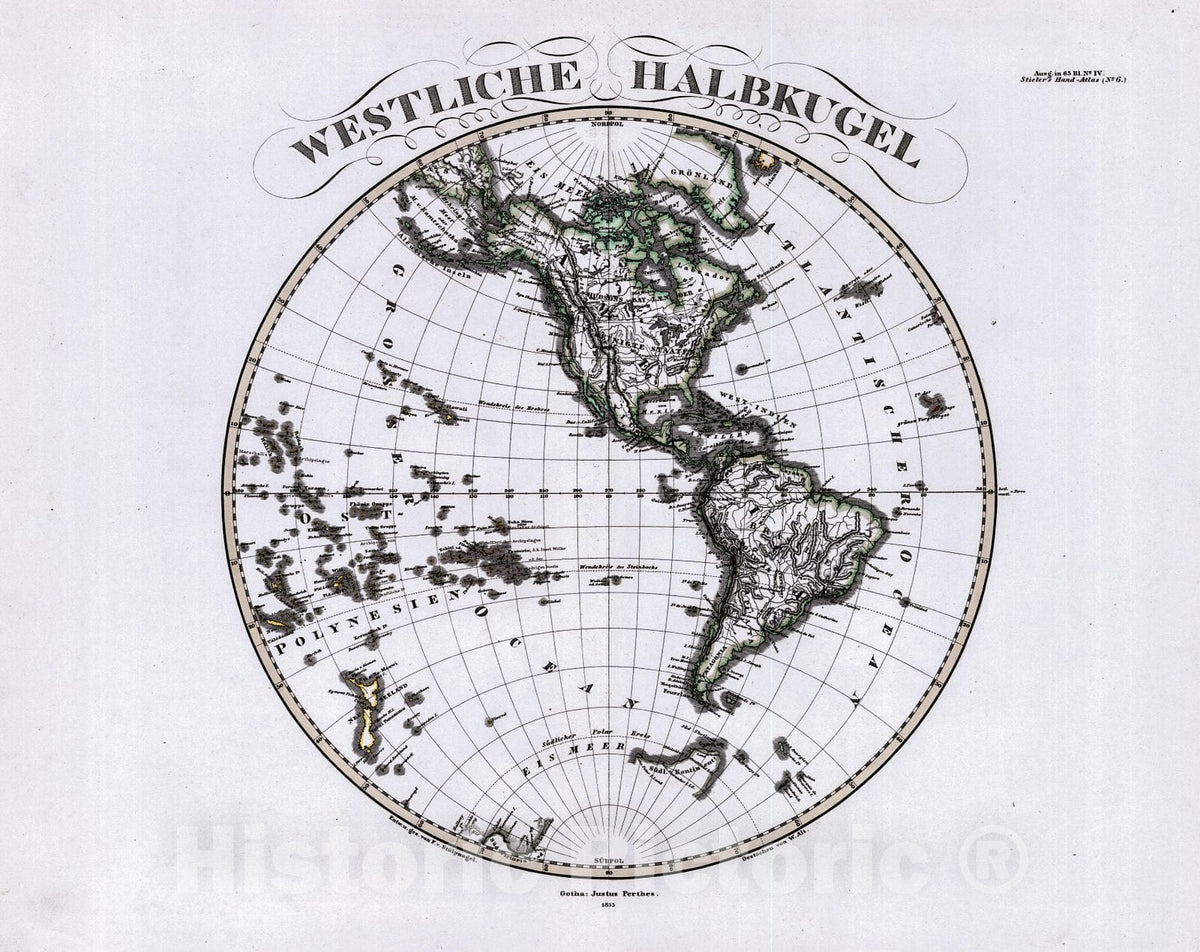 Historic Map : 1856 Oestliche Halbkugel : Vintage Wall Art