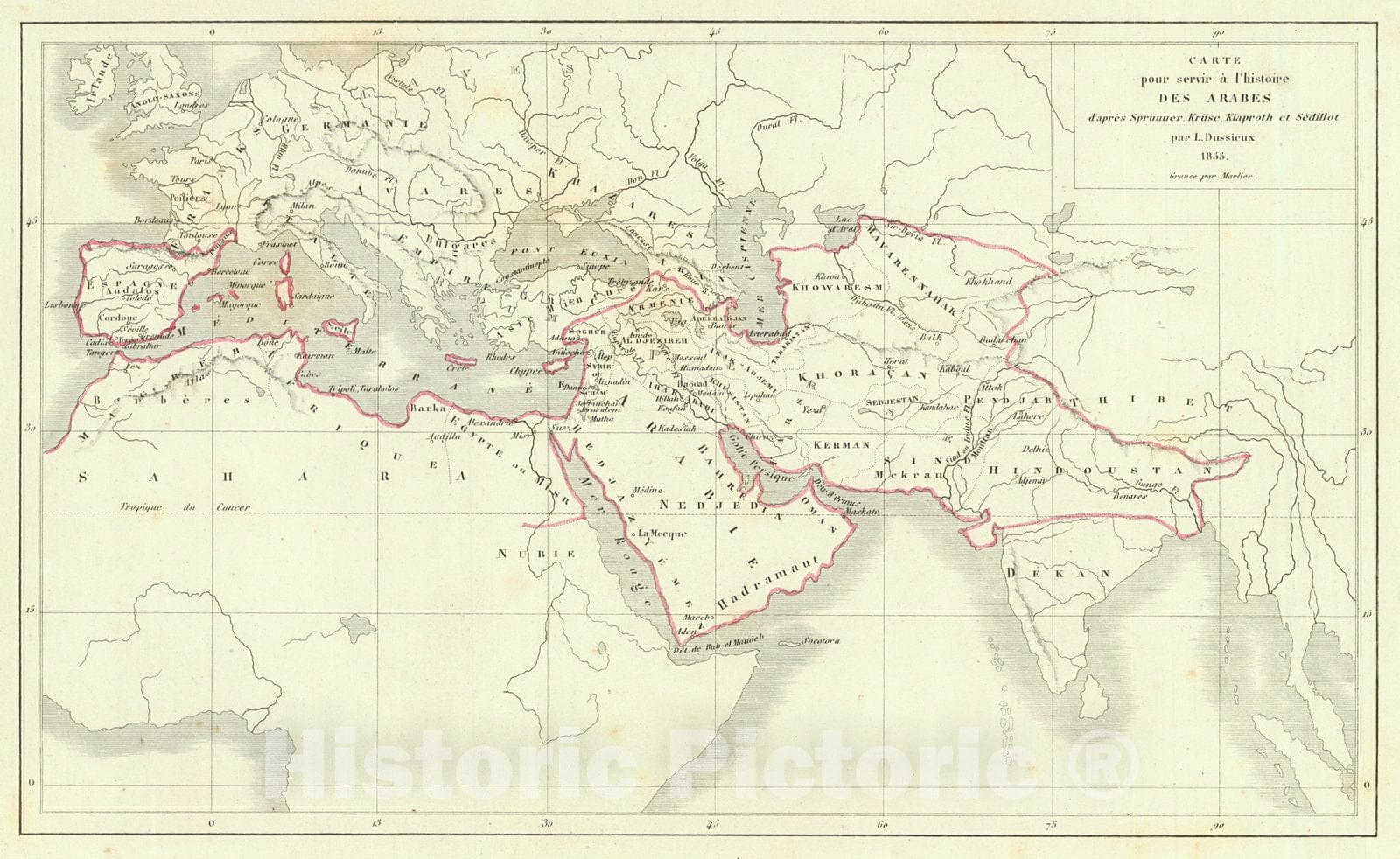 Historic Map : 1856 Carte pour servir a l'histoire Des Arabes : Vintage Wall Art