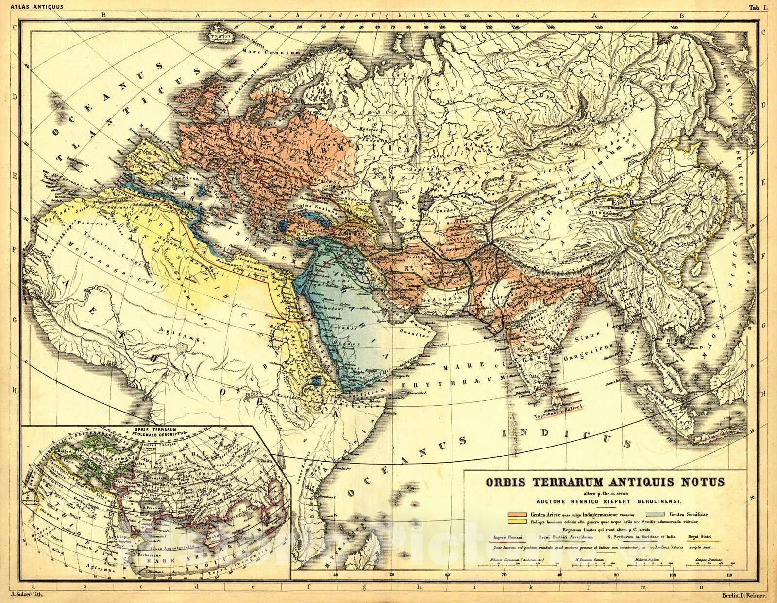 Historic Map : 1860 Orbis Terrarum Antiquis Wotus : Vintage Wall Art