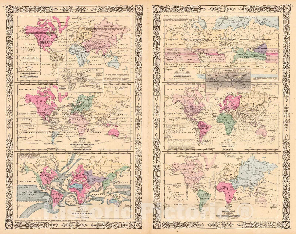 Historic Map : 1867 [Various Maps of the World] : Vintage Wall Art