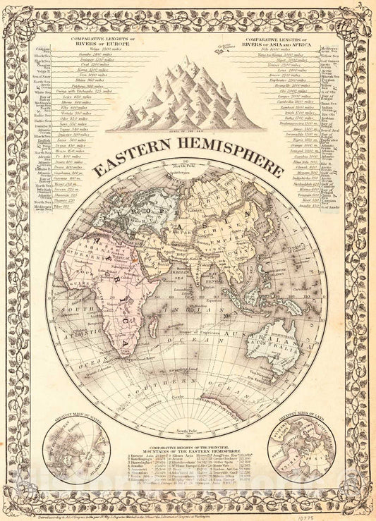 Historic Map : 1874 Eastern Hemisphere : Vintage Wall Art
