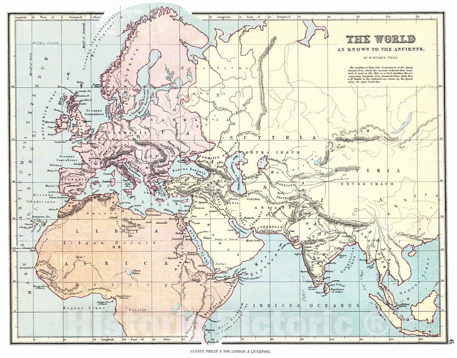 Historic Map : 1880 The World as Known to the Ancients : Vintage Wall Art