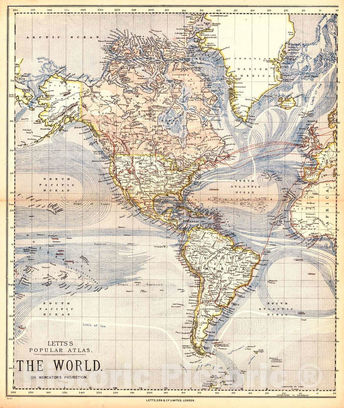 Historic Map : 1884 The World : Vintage Wall Art