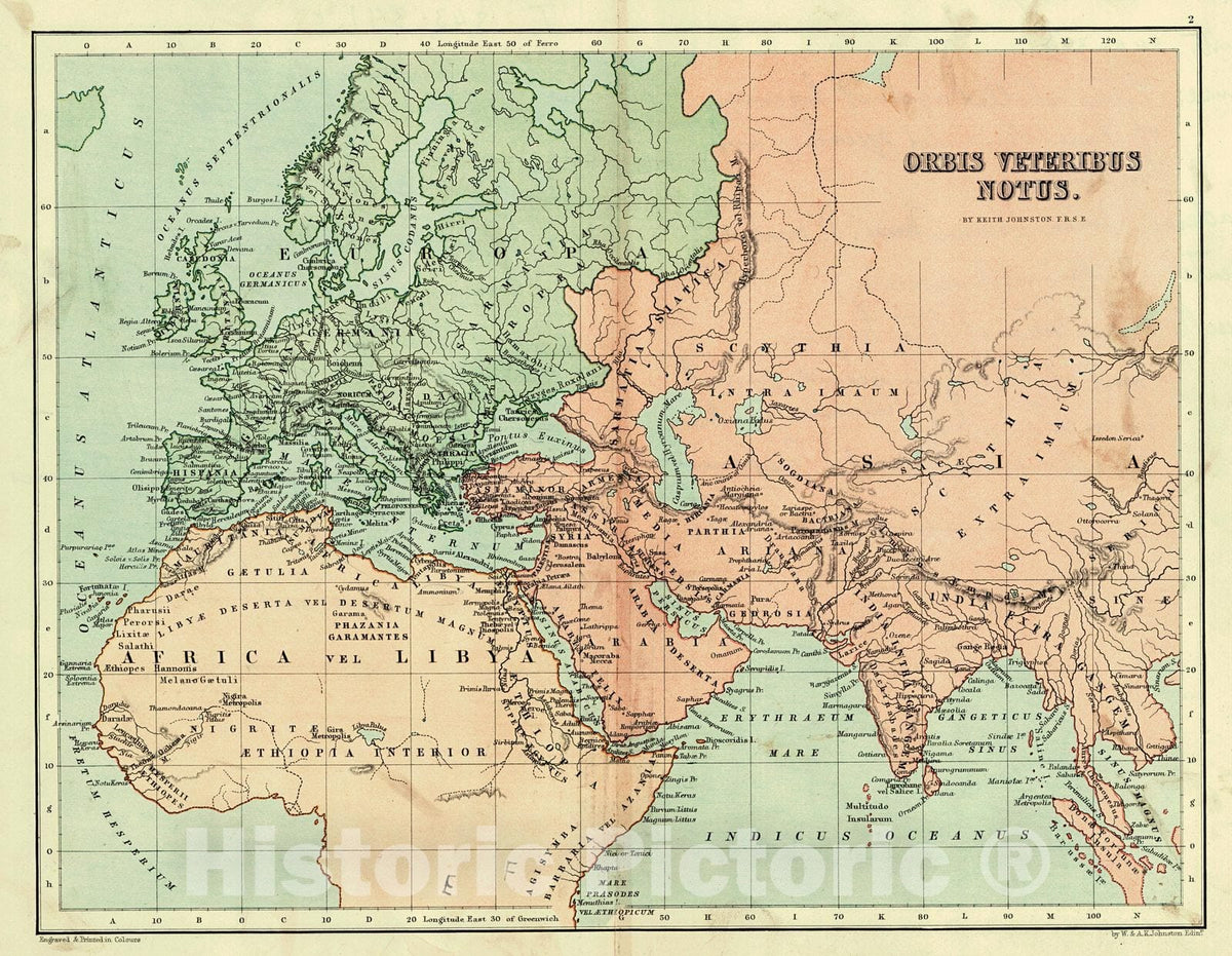 Historic Map : 1886 Orbis Veteribus Notus : Vintage Wall Art