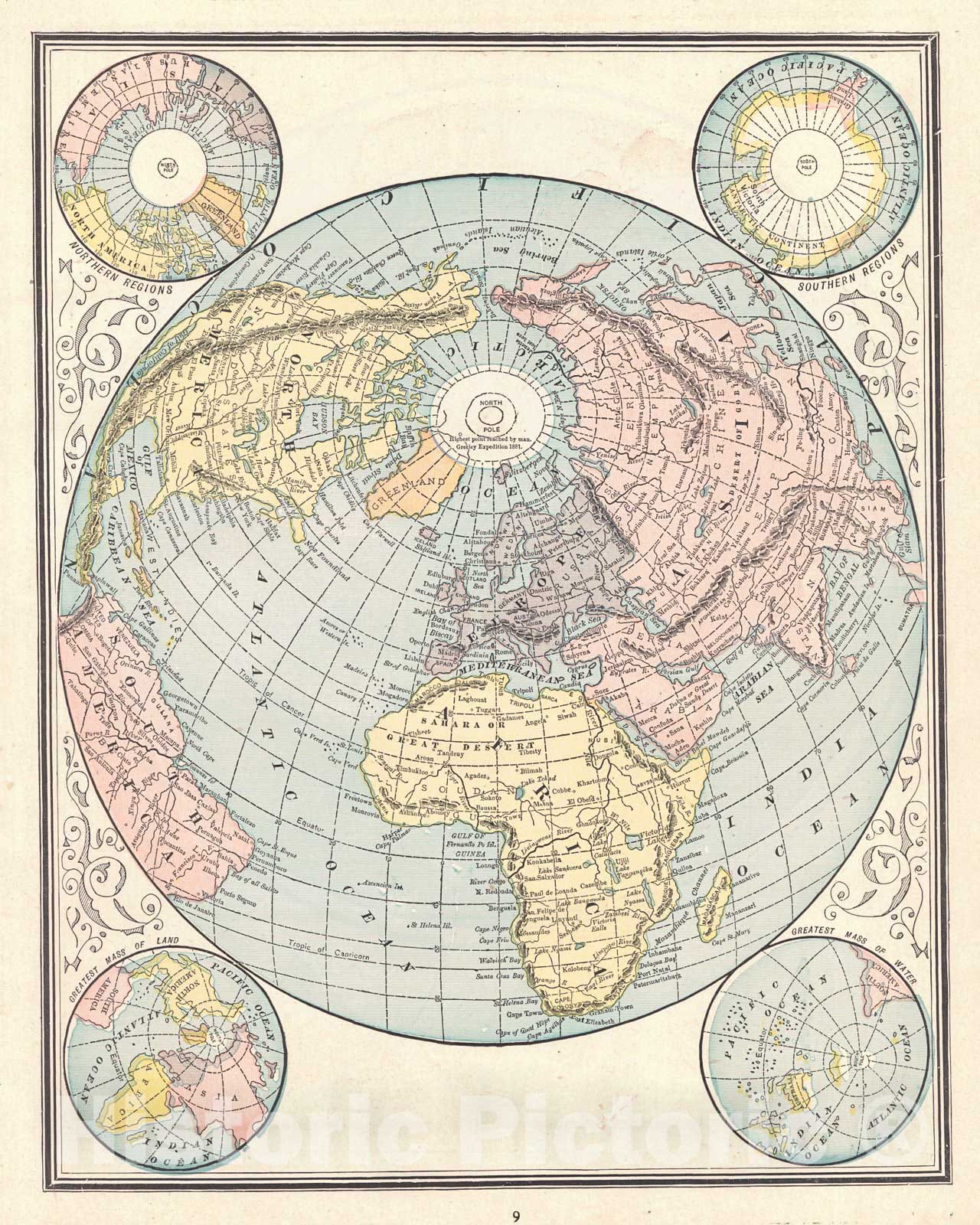 Historic Map : 1887 [The World] : Vintage Wall Art