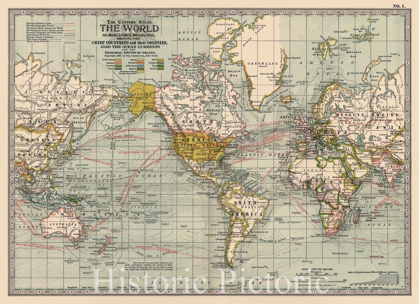 Historic Map : 1899 The World : Vintage Wall Art
