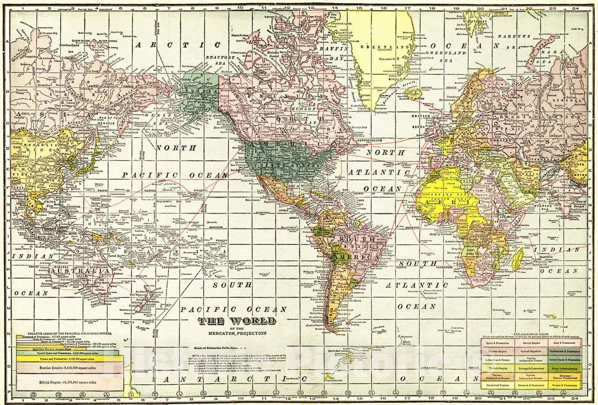 Historic Map : 1922 The World : Vintage Wall Art