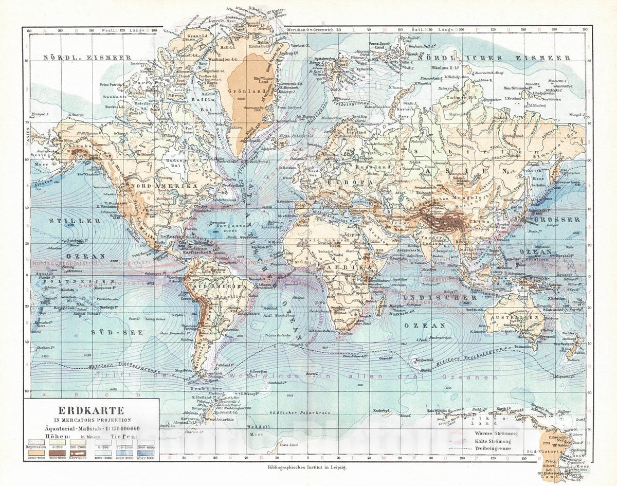 Historic Map : 1924 Erdkarte : Vintage Wall Art