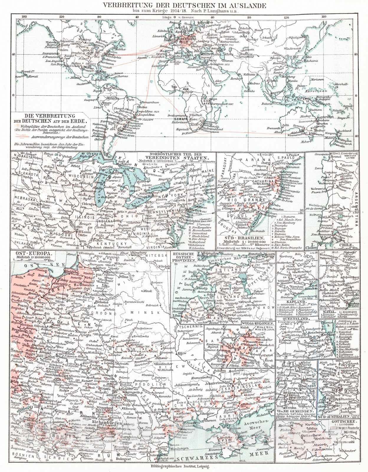 Historic Map : 1924 Verbreitung der Deutschen im Auslande : Vintage Wall Art