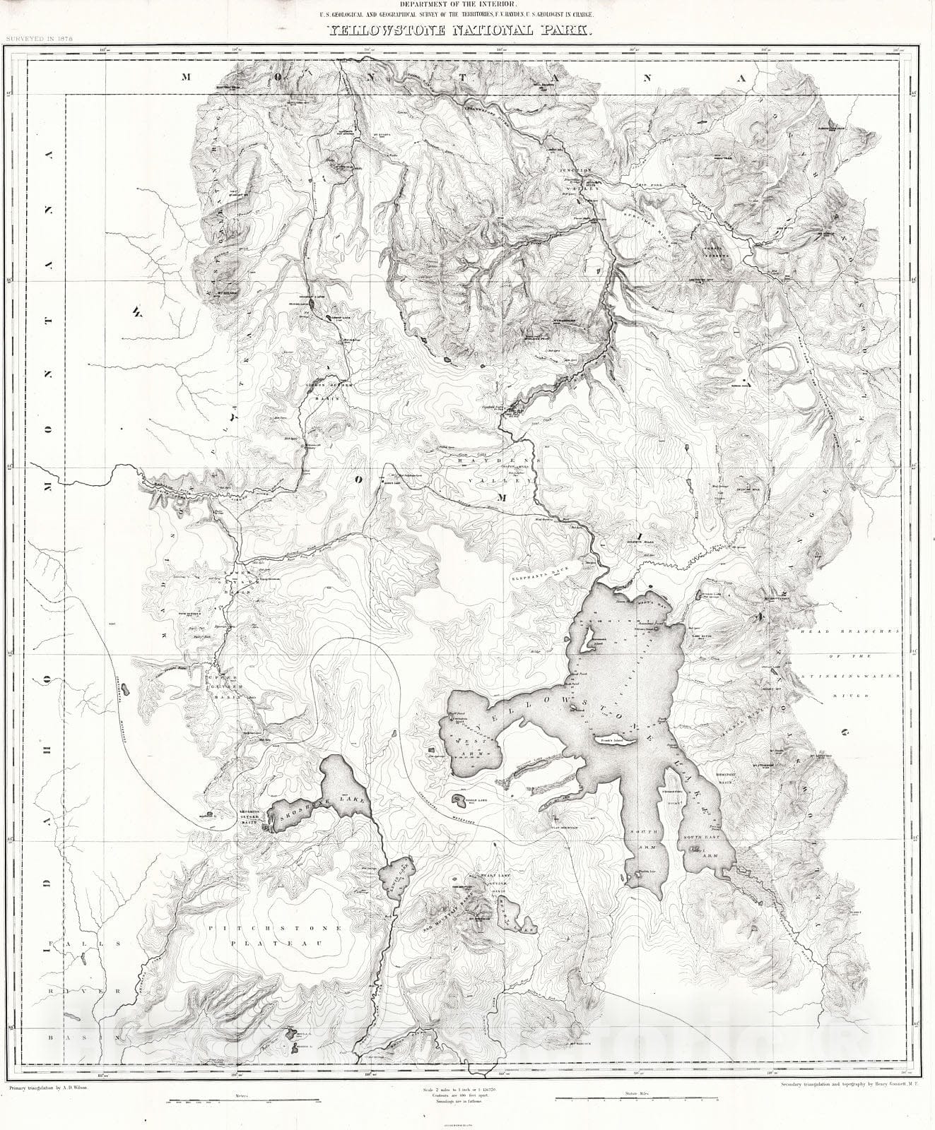 Historic Map : 1882 Yellowstone National Park : Vintage Wall Art