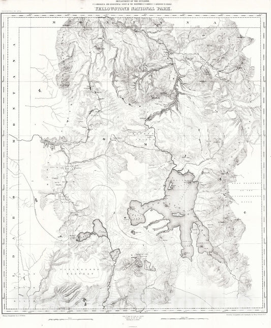 Historic Map : 1882 Yellowstone National Park : Vintage Wall Art