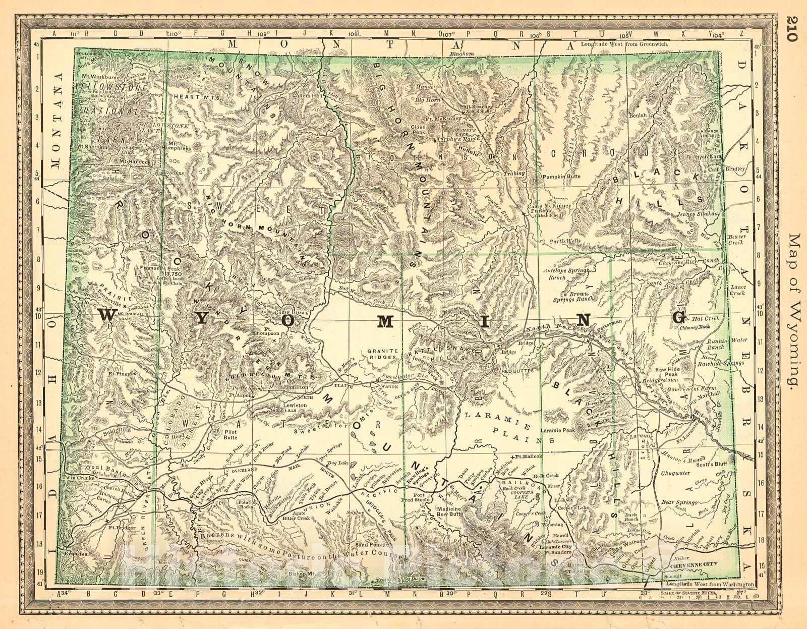 Historic Map : 1885 Map of Wyoming : Vintage Wall Art