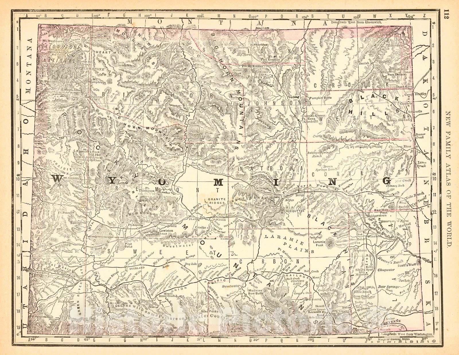 Historic Map : 1891 Wyoming : Vintage Wall Art
