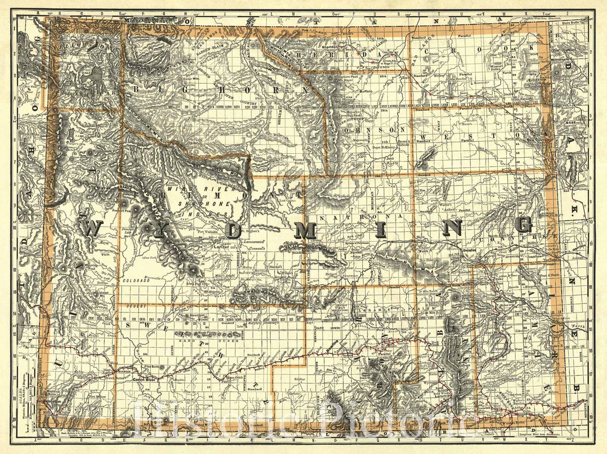 Historic Map : 1893 Wyoming : Vintage Wall Art