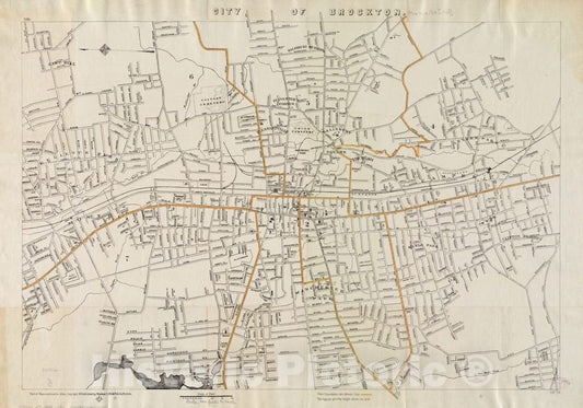 Historical Map, 1909 City of Brockton, Vintage Wall Art