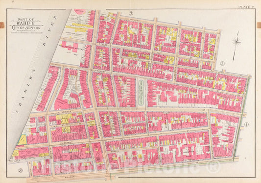 Historical Map, 1902 Atlas of The City of Boston, Boston Proper and Back Bay : Plate 2, Vintage Wall Art