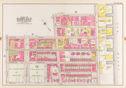 Historical Map, 1902 Atlas of The City of Boston, Boston Proper and Back Bay : Plate 26, Vintage Wall Art