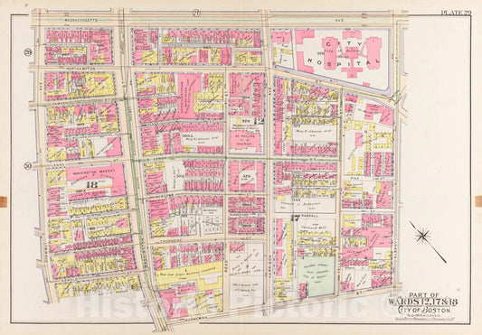 Historical Map, 1902 Atlas of The City of Boston, Boston Proper and Back Bay : Plate 29, Vintage Wall Art