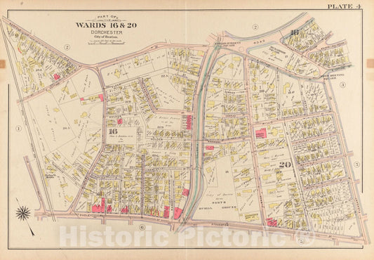 Historical Map, 1904 Atlas of the city of Boston, Dorchester, Mass. : plate 4, Vintage Wall Art