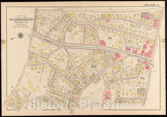 Historical Map, 1904 Atlas of the city of Boston, Dorchester, Mass. : plate 6, Vintage Wall Art