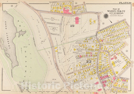 Historical Map, 1906 Atlas of The City of Boston, Roxbury : Plate 20, Vintage Wall Art