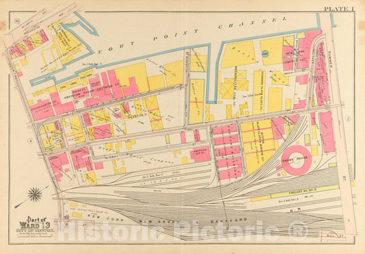 Historical Map, 1910 Atlas of The City of Boston, South Boston : Plate 1, Vintage Wall Art