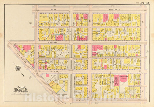 Historical Map, 1910 Atlas of The City of Boston, South Boston : Plate 5, Vintage Wall Art