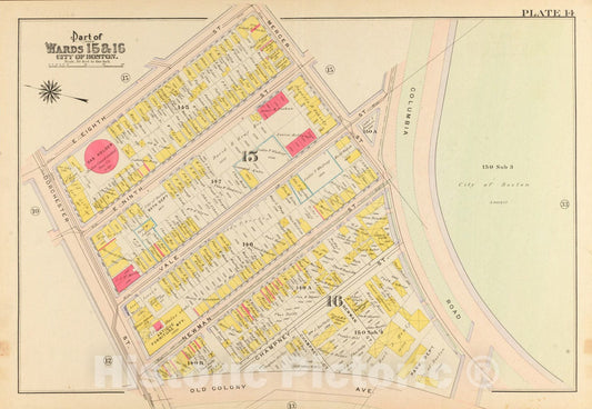 Historical Map, 1910 Atlas of The City of Boston, South Boston : Plate 14, Vintage Wall Art