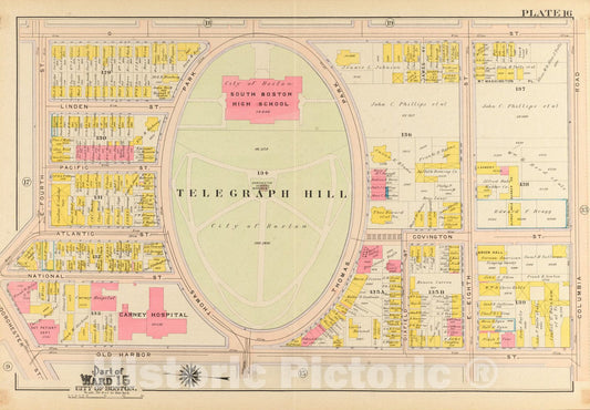 Historical Map, Atlas of the city of Boston, South Boston : plate 16, Vintage Wall Art