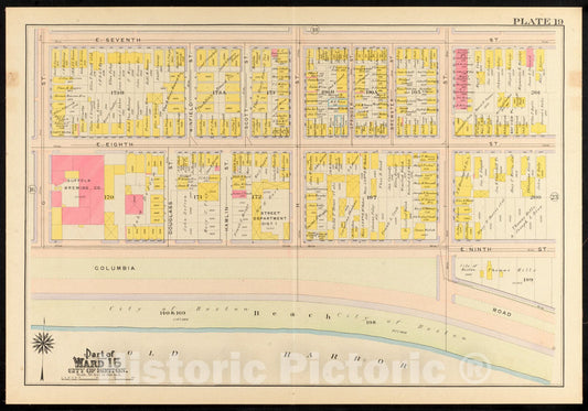 Historical Map, Atlas of The City of Boston, South Boston : Plate 19, Vintage Wall Art