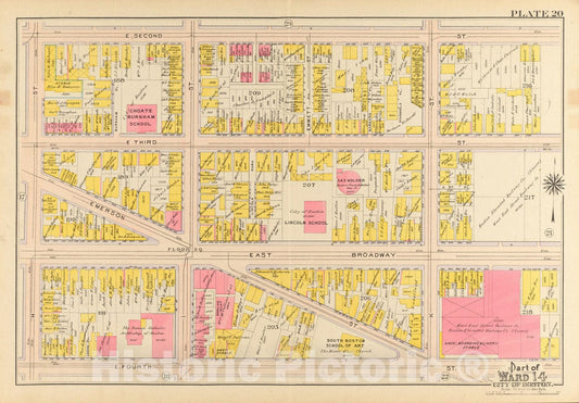 Historical Map, 1910 Atlas of The City of Boston, South Boston : Plate 20, Vintage Wall Art