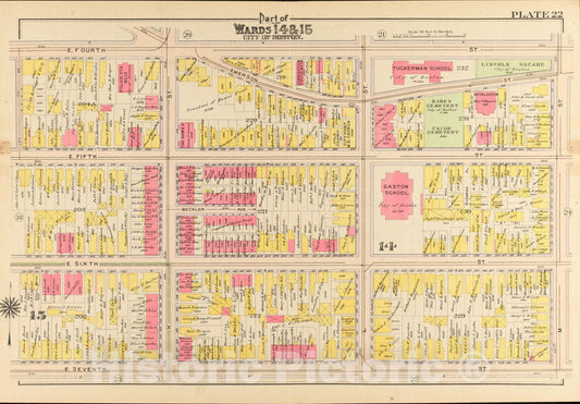 Historical Map, 1910 Atlas of The City of Boston, South Boston : Plate 22, Vintage Wall Art