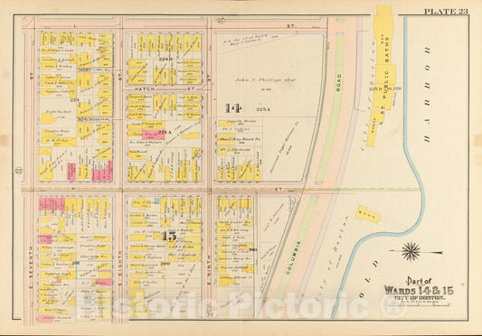 Historical Map, 1910 Atlas of The City of Boston, South Boston : Plate 23, Vintage Wall Art