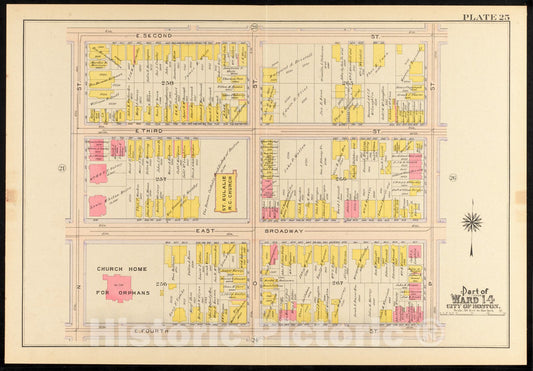 Historical Map, 1910 Atlas of The City of Boston, South Boston : Plate 25, Vintage Wall Art