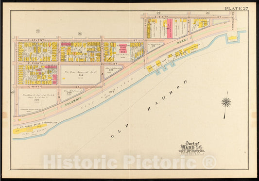 Historical Map, 1910 Atlas of The City of Boston, South Boston : Plate 27, Vintage Wall Art