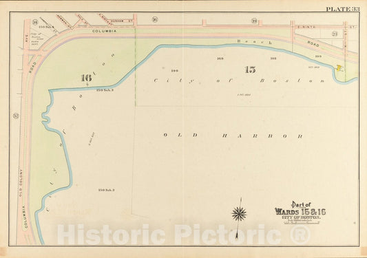 Historical Map, 1910 Atlas of The City of Boston, South Boston : Plate 33, Vintage Wall Art