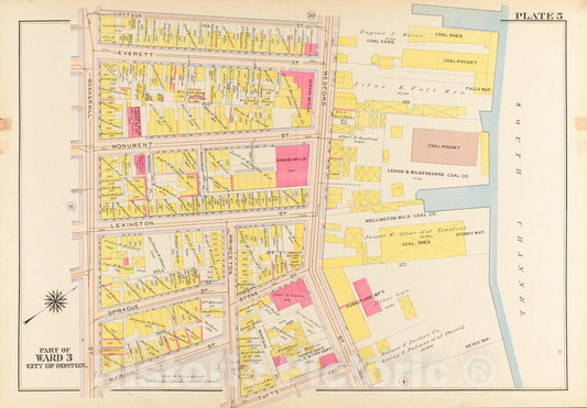 Historical Map, 1912 Atlas of The City of Boston, Charlestown and East Boston : Plate 5, Vintage Wall Art