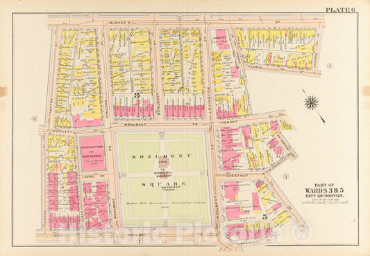 Historical Map, 1912 Atlas of The City of Boston, Charlestown and East Boston : Plate 6, Vintage Wall Art