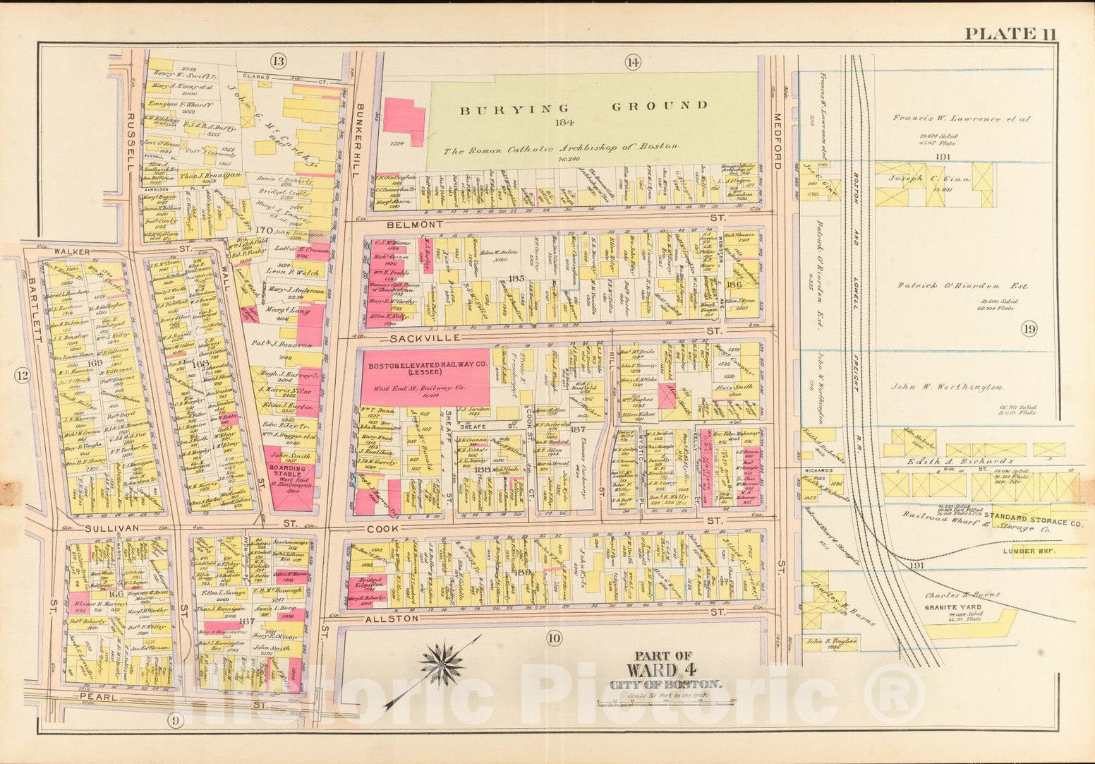 Historical Map, 1912 Atlas of The City of Boston, Charlestown and East Boston : Plate 11, Vintage Wall Art
