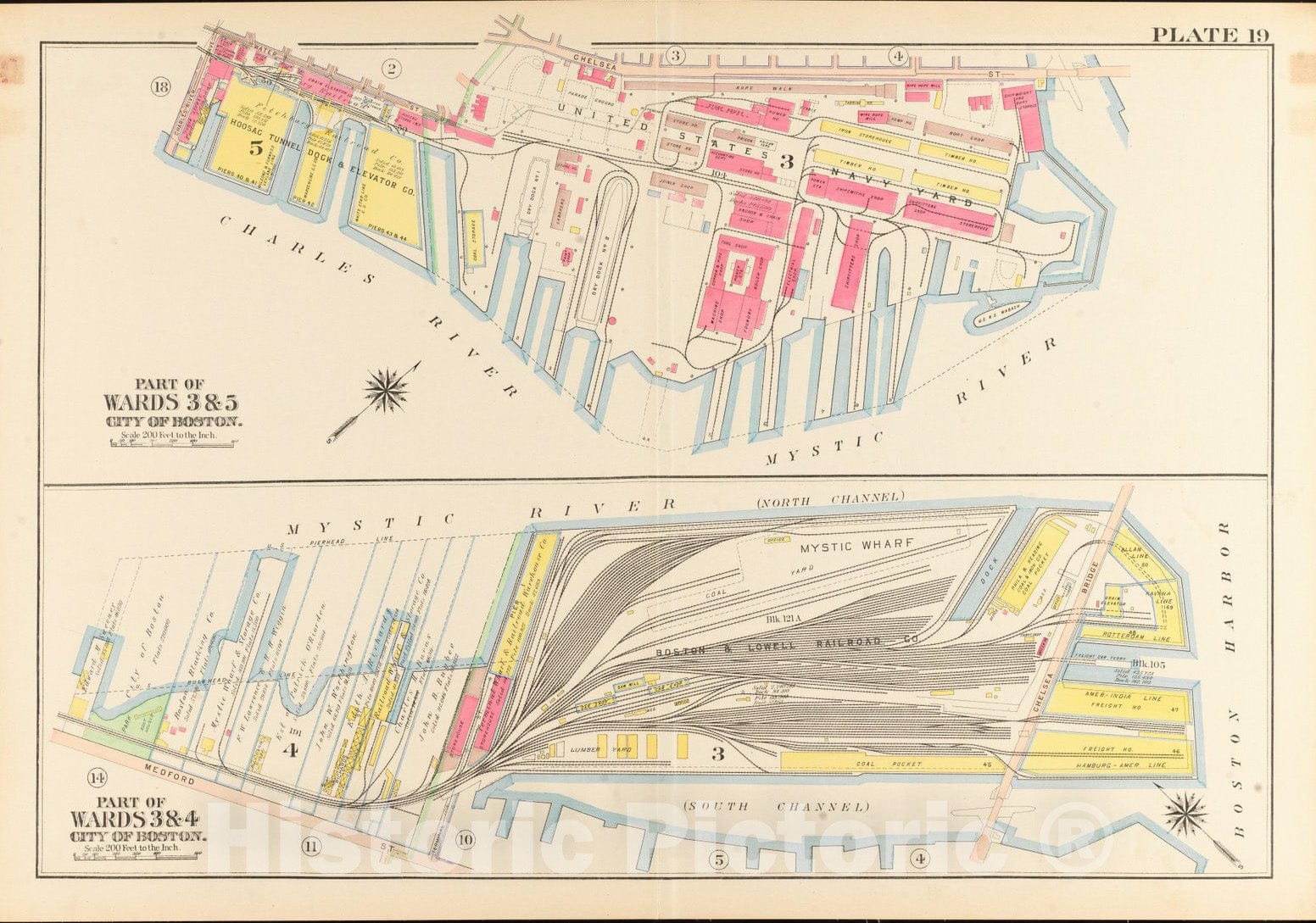 Historical Map, Atlas of The City of Boston, Charlestown and East Boston : Plate 19, Vintage Wall Art