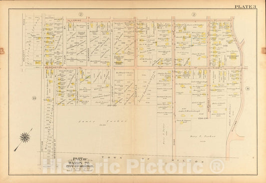 Historical Map, 1912 Atlas of the city of Boston, ward 26, Hyde Park : plate 3, Vintage Wall Art