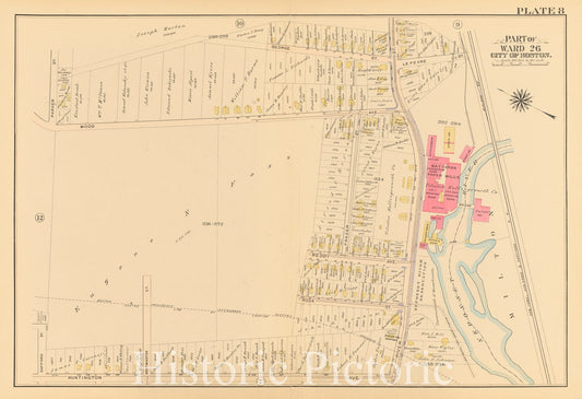 Historical Map, 1912 Atlas of The City of Boston, Ward 26, Hyde Park : Plate 8, Vintage Wall Art