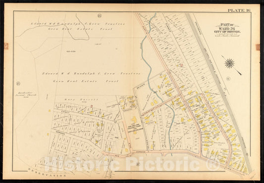 Historical Map, 1912 Atlas of The City of Boston, Ward 26, Hyde Park : Plate 16, Vintage Wall Art